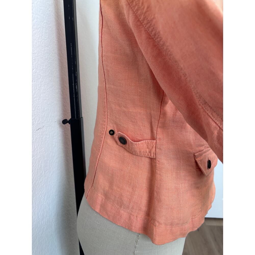 J jill - 100% Linen Summer Melon Orange Utility Jacket Size XSP - Picture 7 of 9